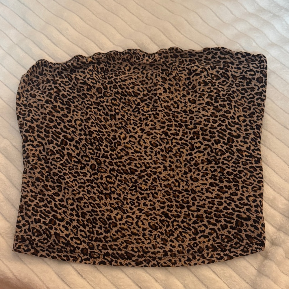 Leopard Print Strapless Top